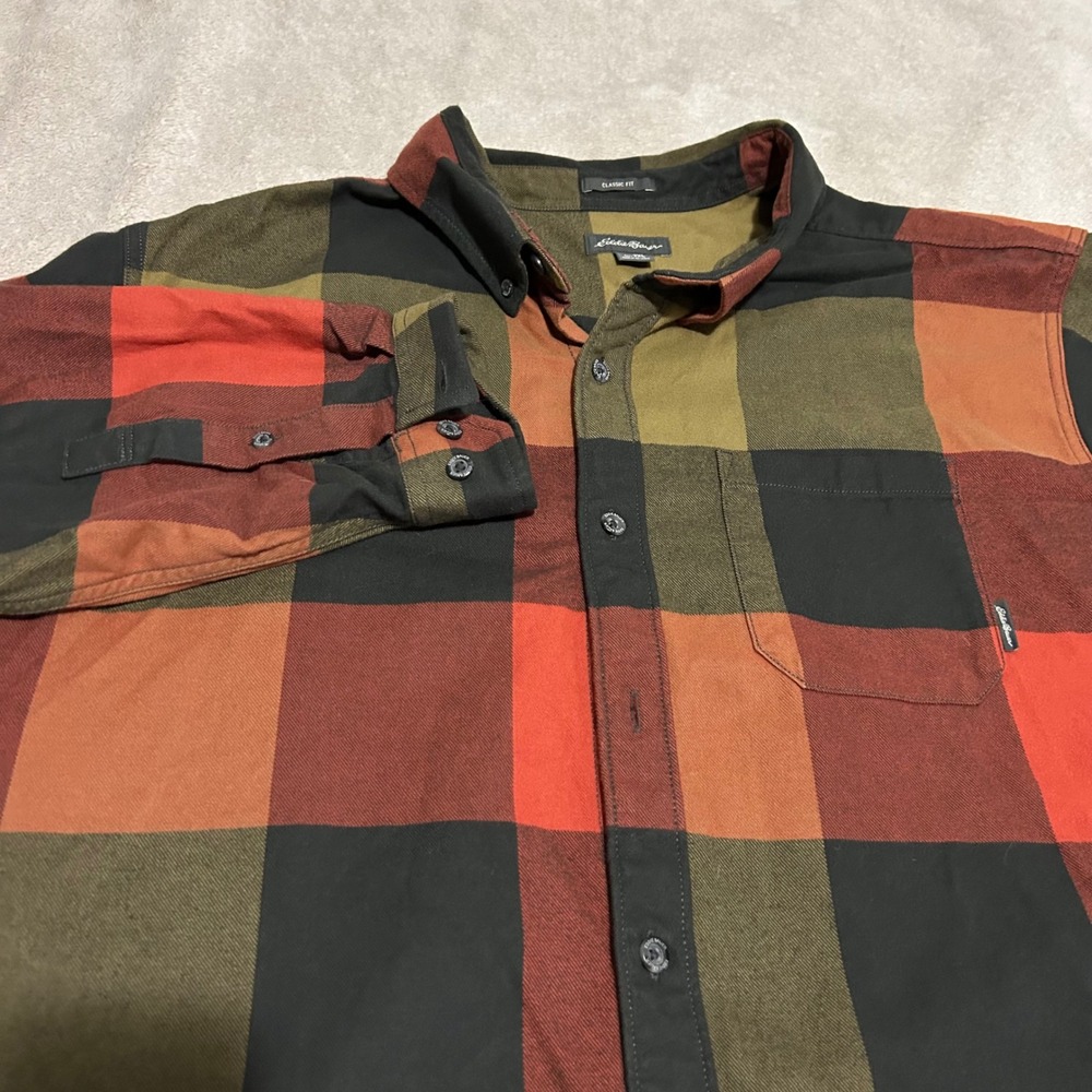Eddie Bauer Flannel Shirt Mens 2XL Multicolor Buffalo Plaid Classic Fit new NWOT